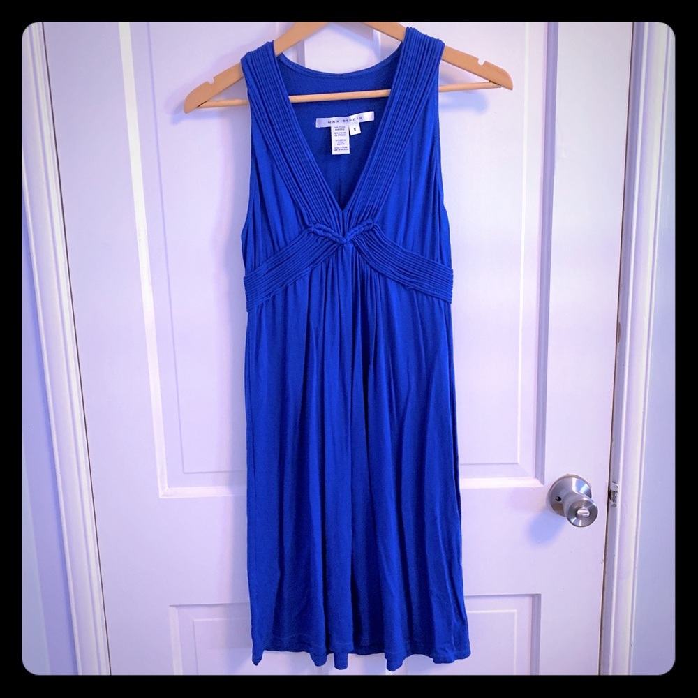 Max Studio Deep V Blue Dress